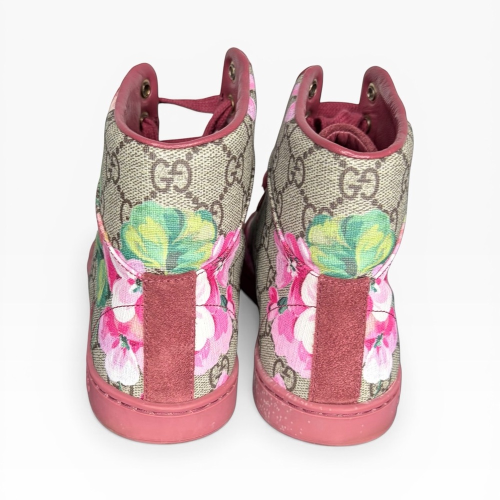 Gucci Women’s Floral High-Top Sneakers in Pink and Green Size 37 - Picture 4 of 10